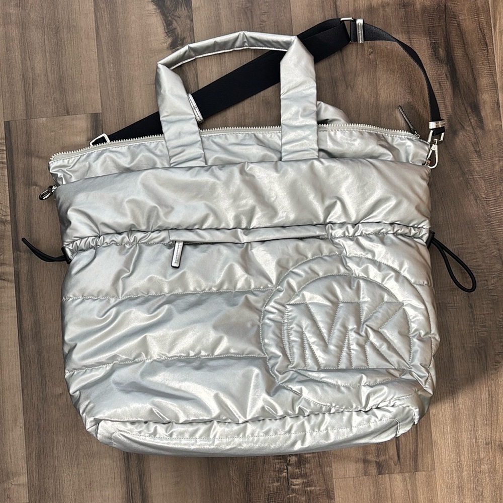 Michael Kors silver puffer bag